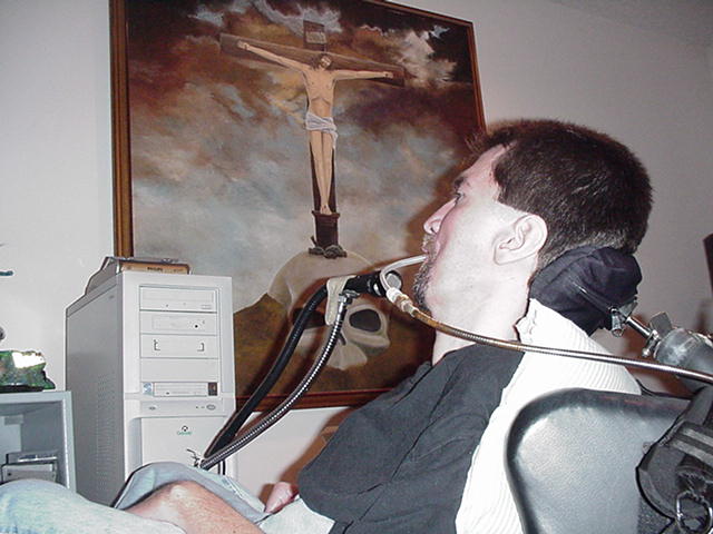 Bo using a sip and puff switch